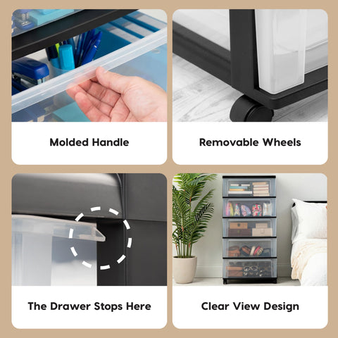 IRIS USA deep drawers with stops prevent accidental removal