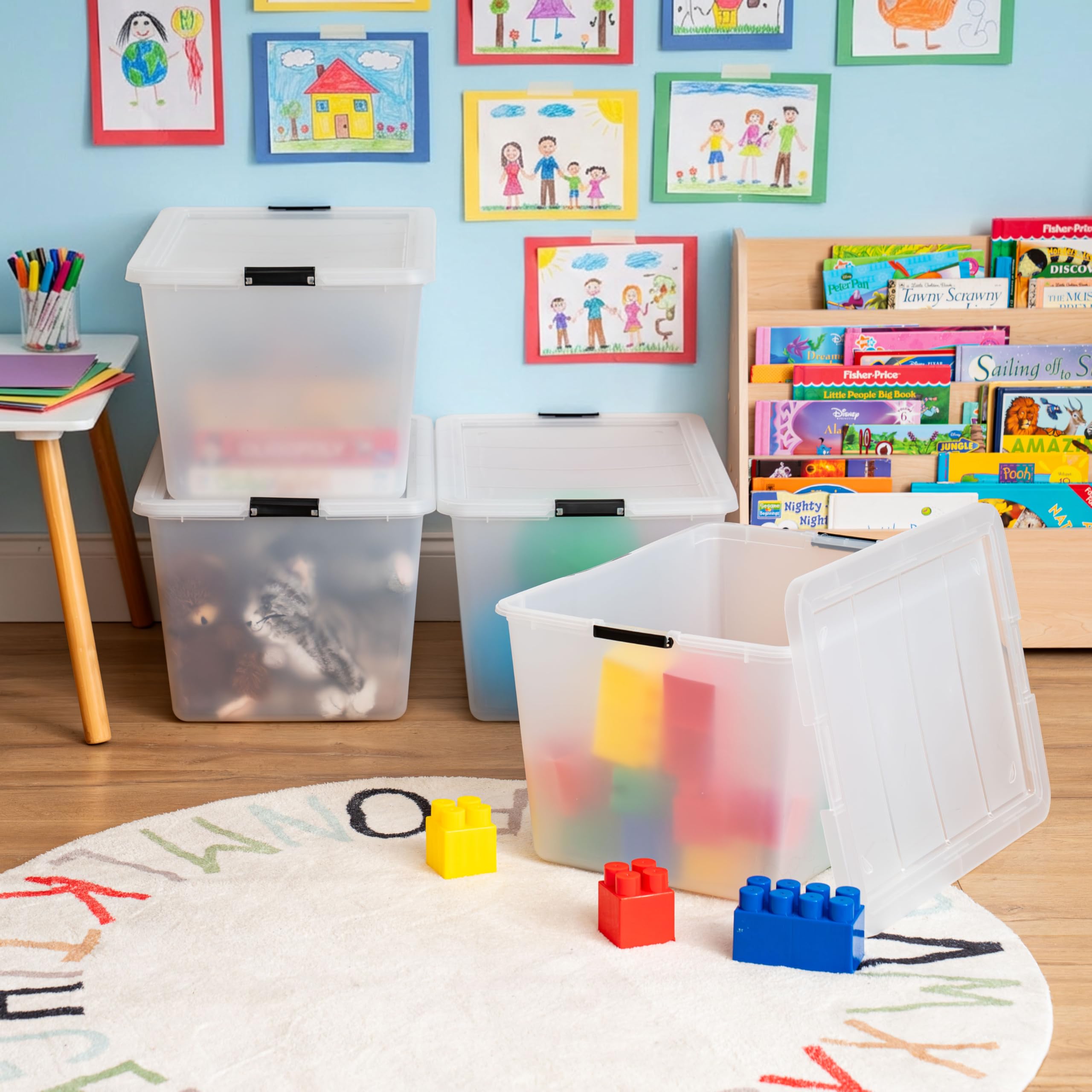 Translucent plastic enables quick visibility without opening lids.