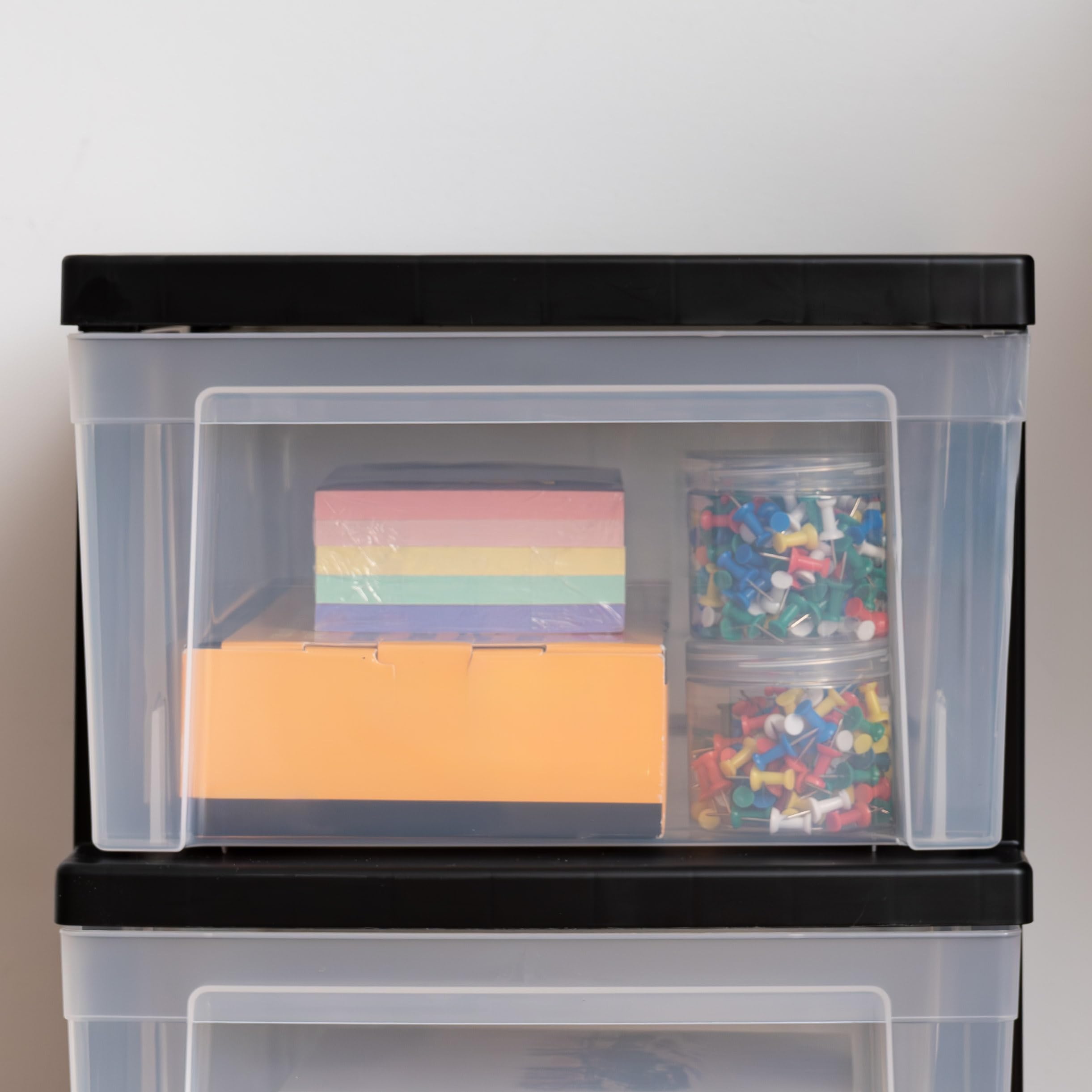 IRIS USA two-pack stackable storage for multiple rooms.