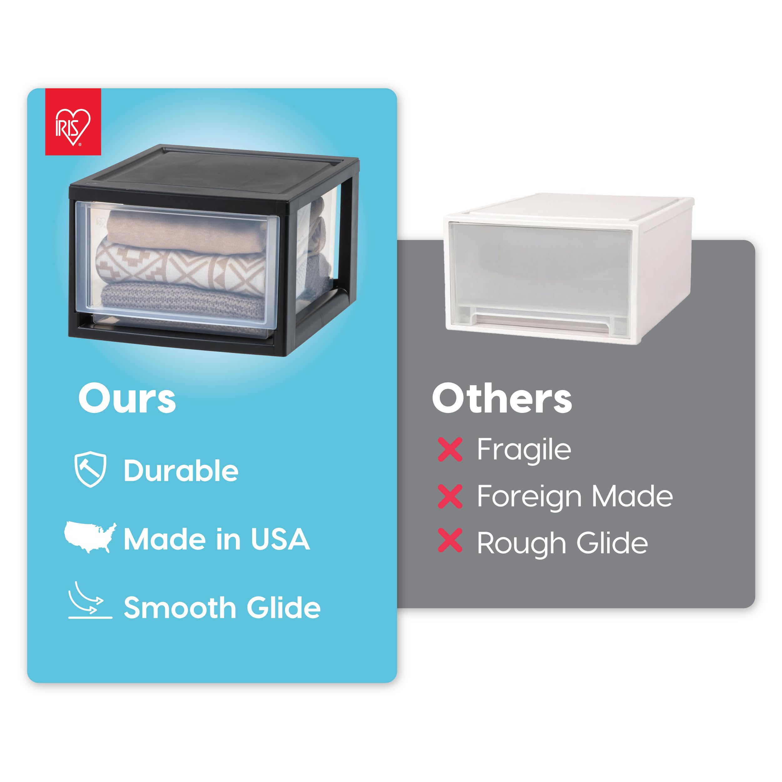 IRIS USA under-sink storage drawer for small bathroom items