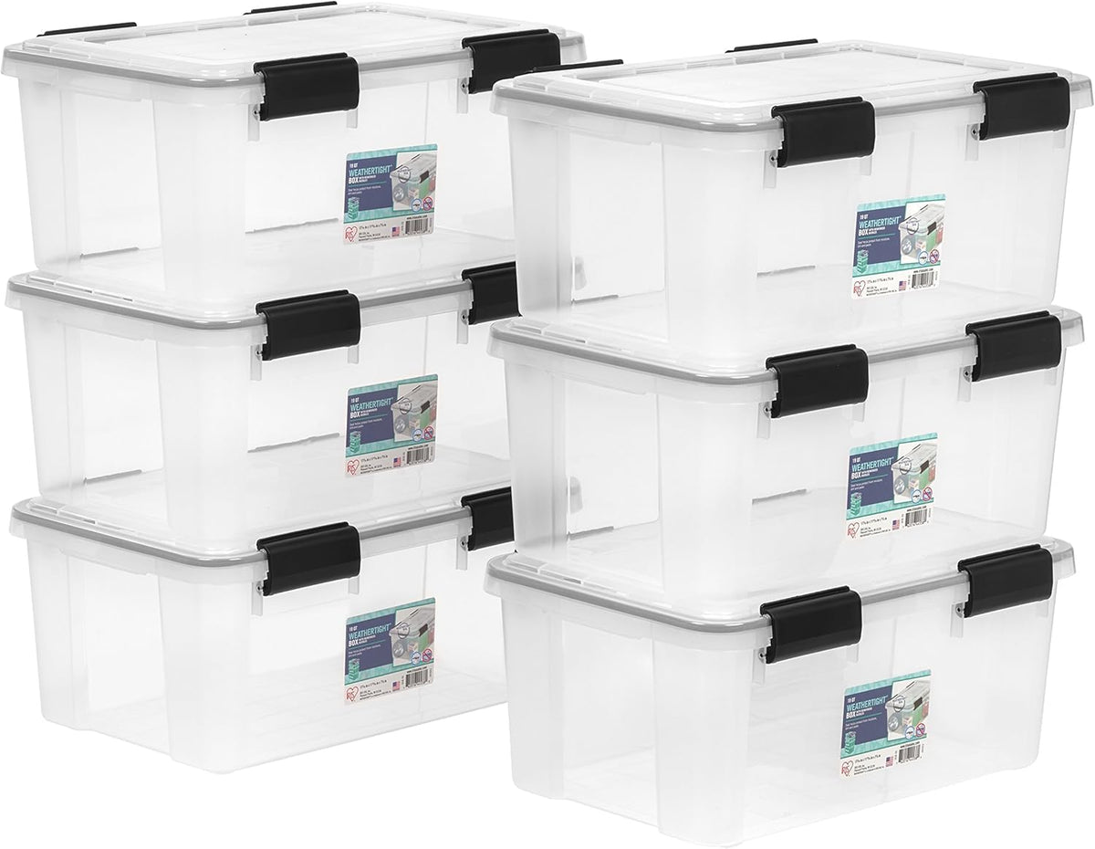 IRIS USA WeatherPro 19 Qt bin with lid seal protects contents from moisture and dust.