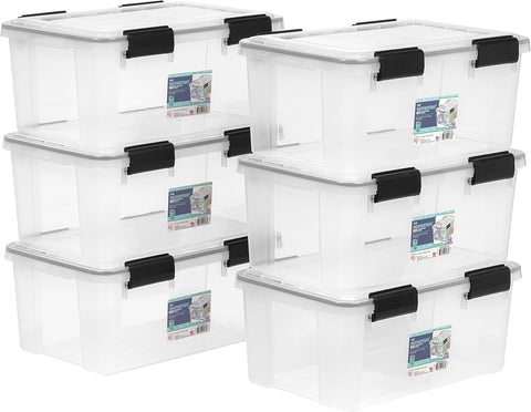 IRIS USA WeatherPro 19 Qt bin with lid seal protects contents from moisture and dust.