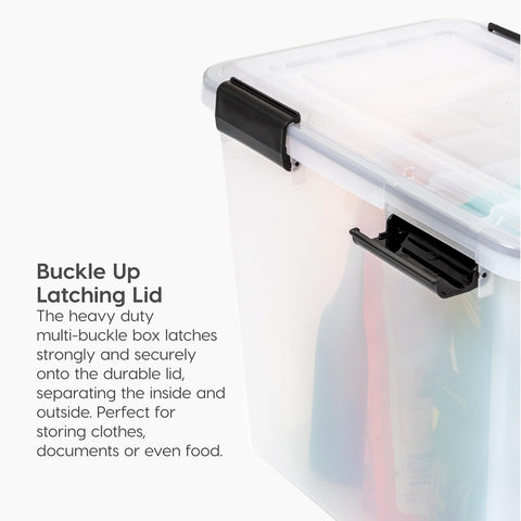 IRIS USA WeatherPro bin nestable design saves space when not in use.