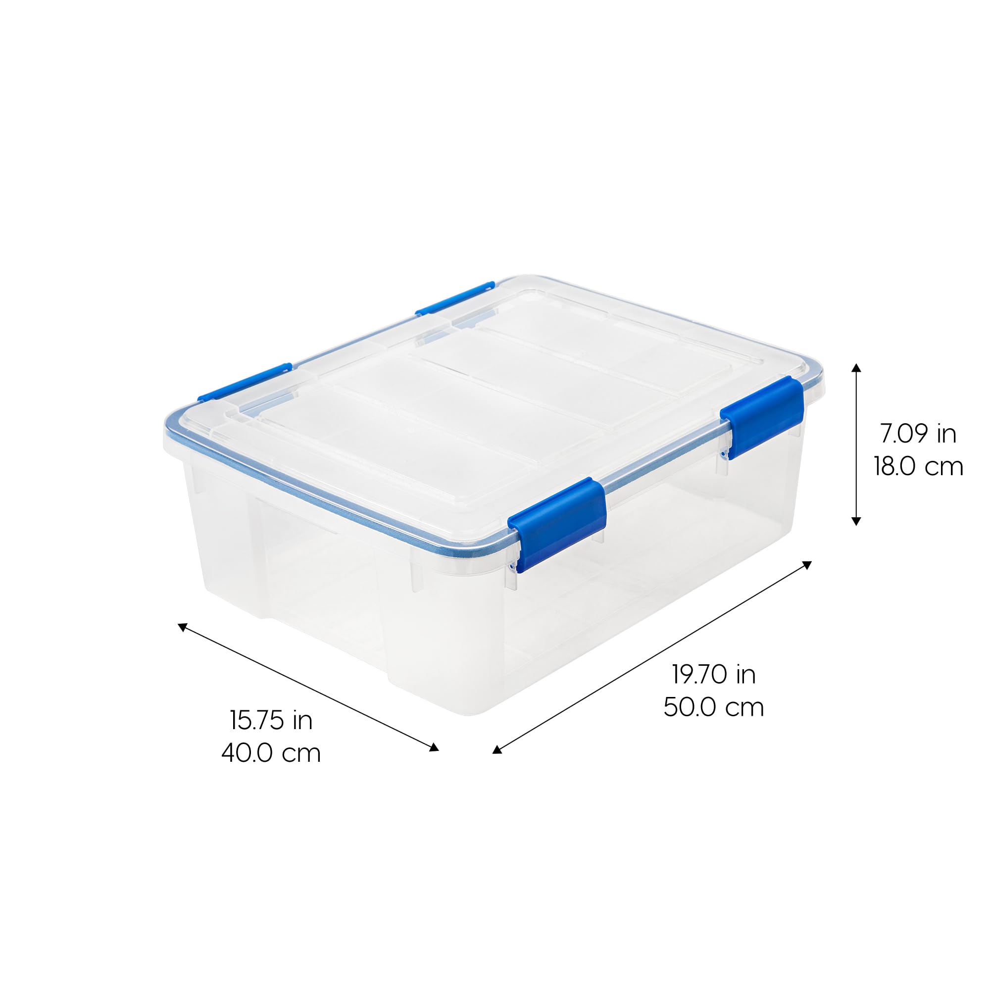 IRIS USA WeatherPro bin stack shows space-saving, stable organization.