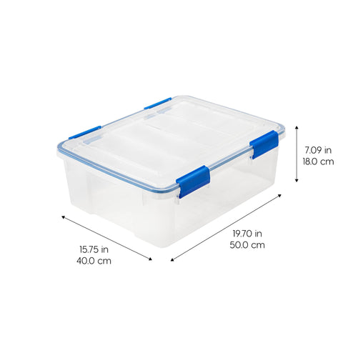 IRIS USA WeatherPro bin stack shows space-saving, stable organization.