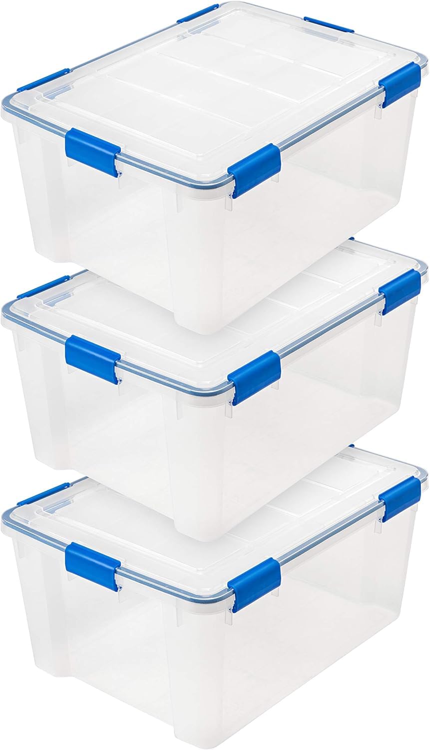 IRIS USA WeatherPro 60 Qt bin with lid for organized storage