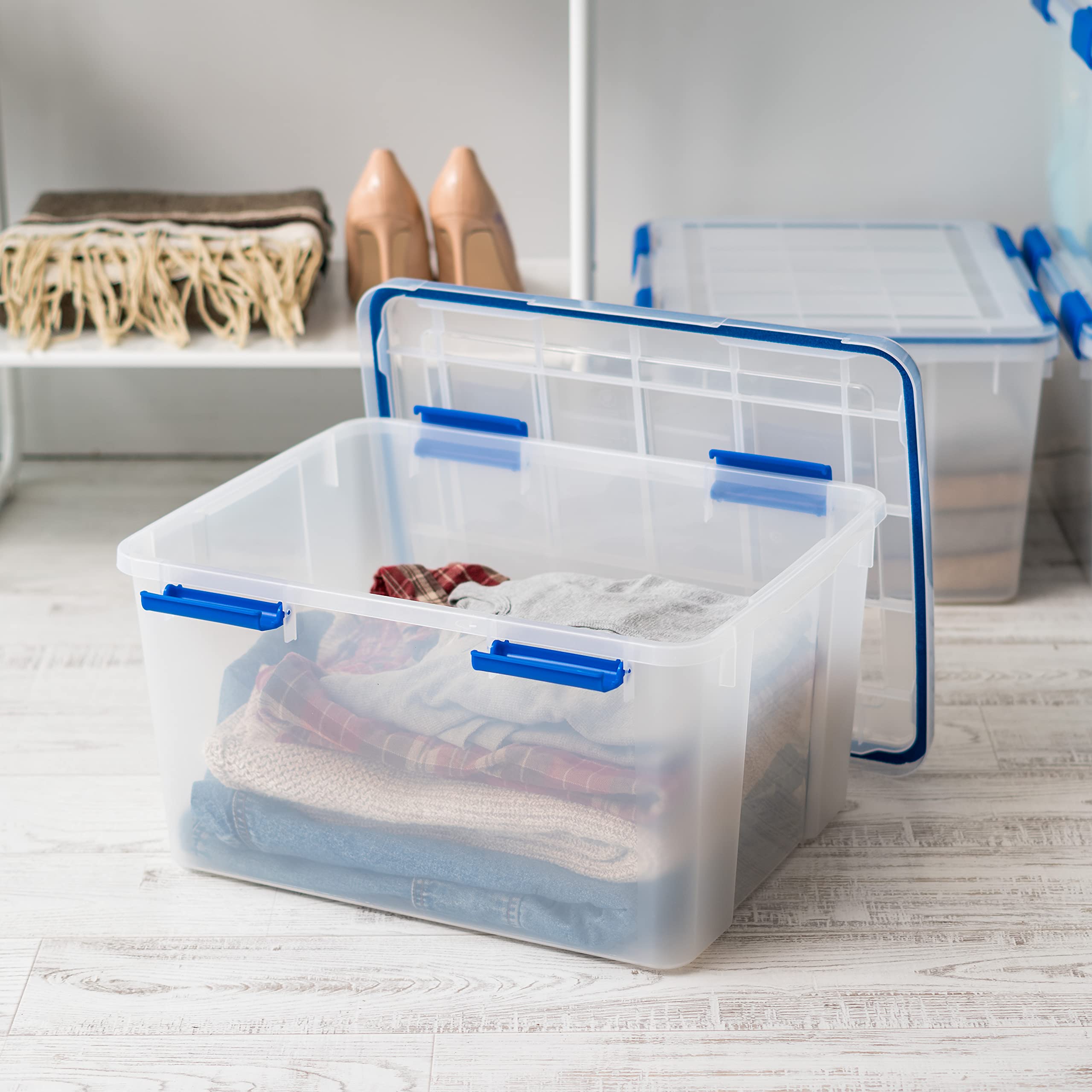 Gasket seal detail keeps moisture and dust out of stored items.