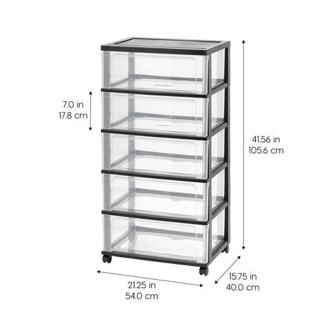 IRIS USA wide drawer chest with clear drawers for quick visibility