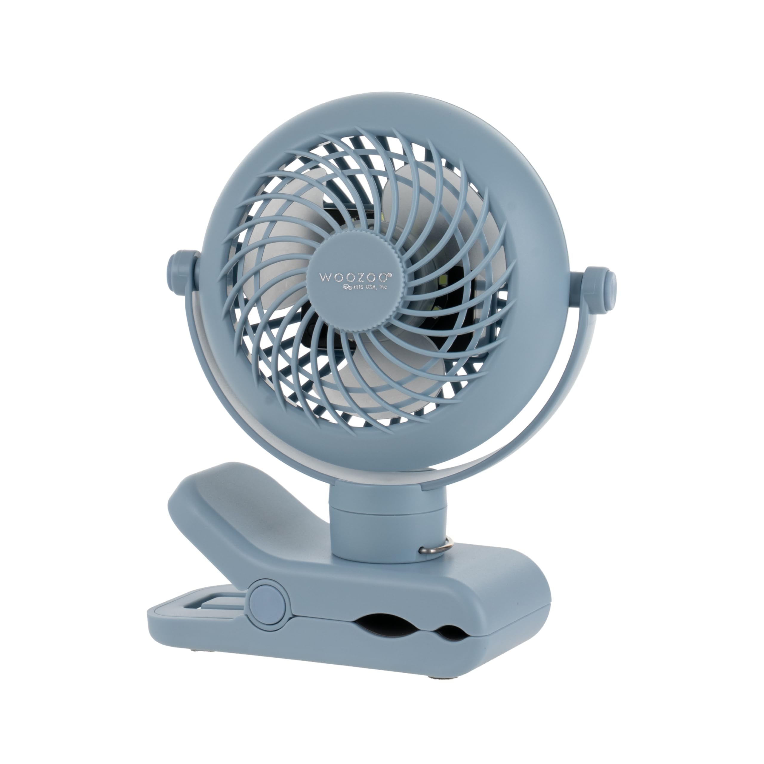 IRIS USA Woozoo clip-on fan clip for portable cooling on desks, strollers, and tents.