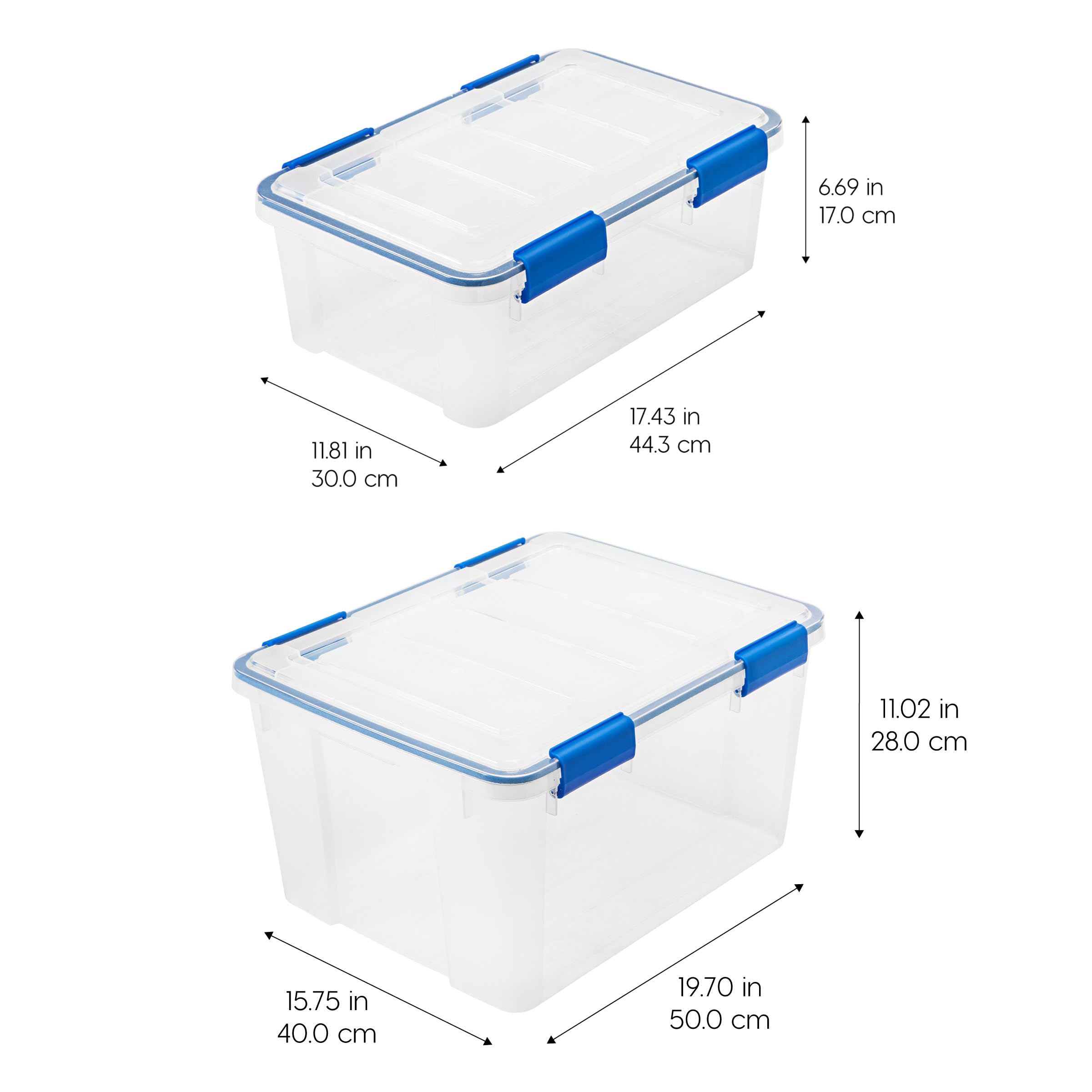 WeatherPro bins showing tapered bodies for compact nesting.
