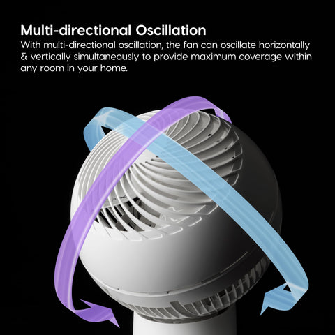 IRIS WOOZOO air circulator fan compact dimensions for desk placement