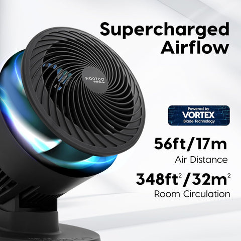 IRIS USA WOOZOO vertical tilt of 72 degrees directs airflow precisely.