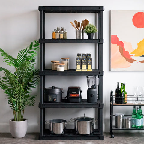 IRIS USA 5-tier shelf close-up shows sturdy construction and even weight distribution.