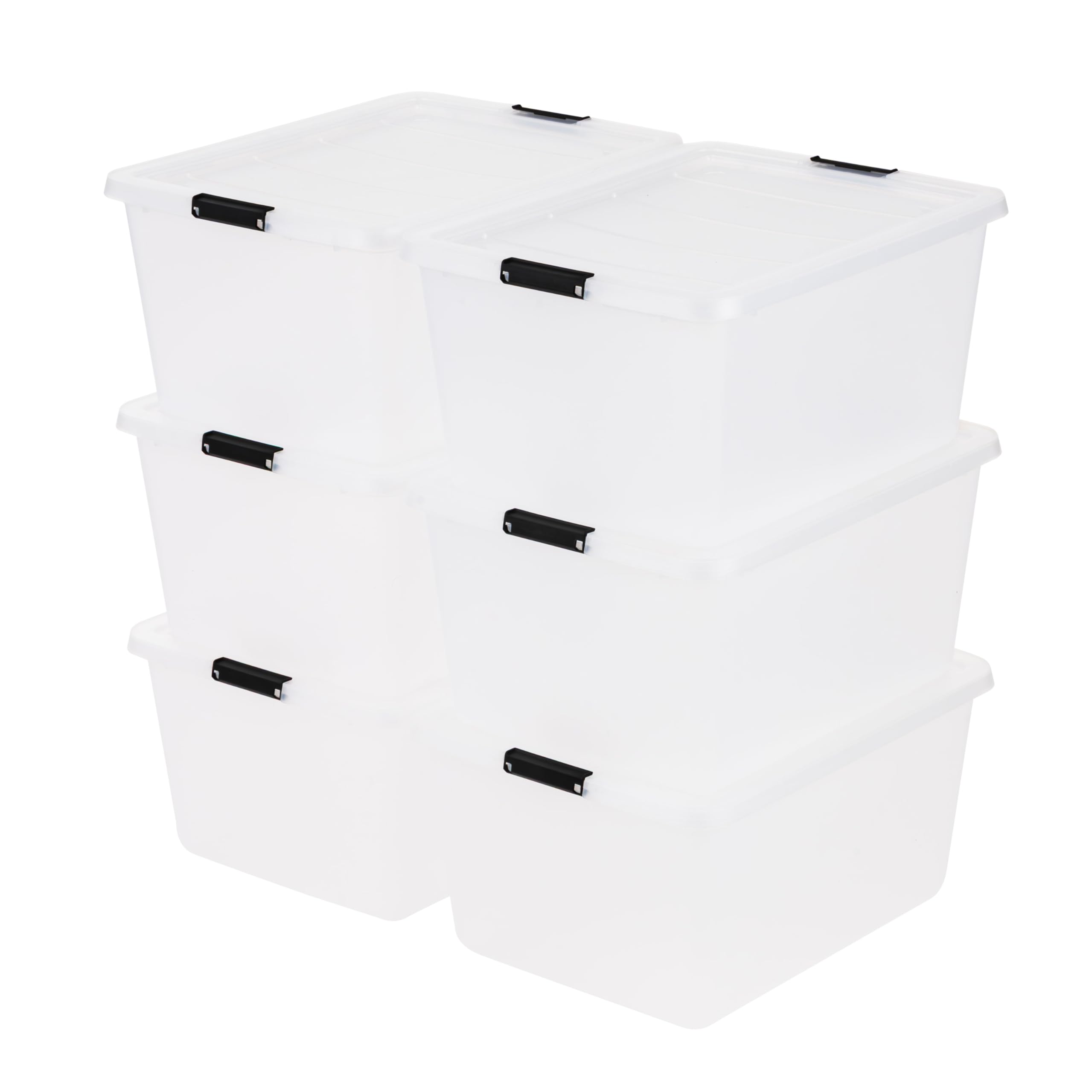 IRIS USA easy-grip latches keeping items secure during transport.