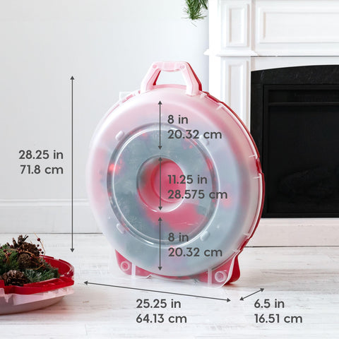 IRIS USA wreath storage container features inner circular support to protect wreath weight.