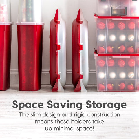 IRIS USA wreath storage container nesting design saves space when not in use.
