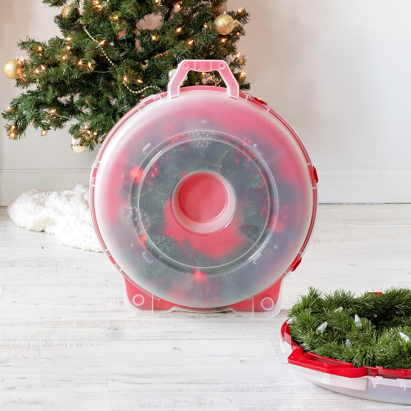 IRIS USA 2-pack wreath storage box keeps multiple decorations tidy.