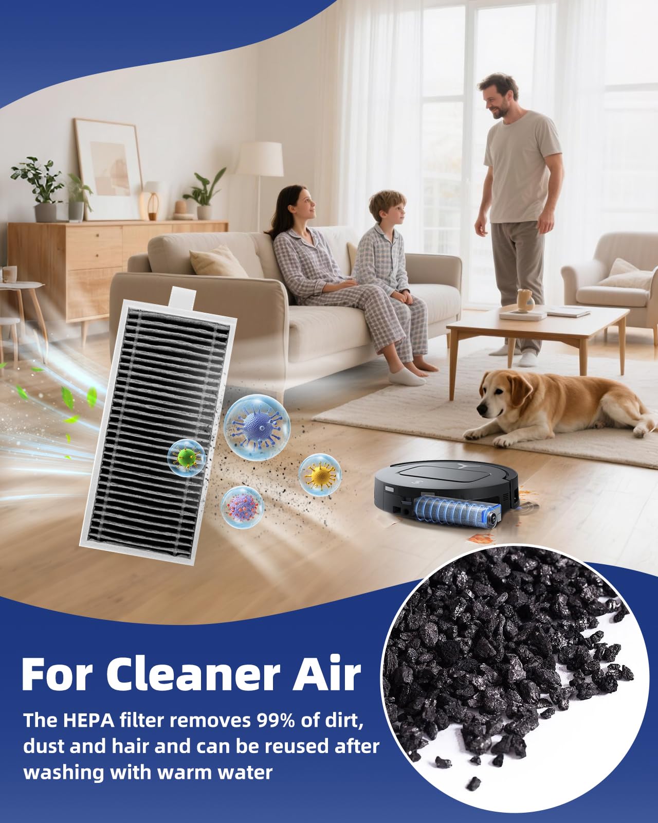 iRobacc T80 Omni HEPA filter captures fine particles for cleaner air