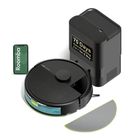 The irobot Roomba 104 combo robot with dock enables hands-free cleaning and easy debris disposal.