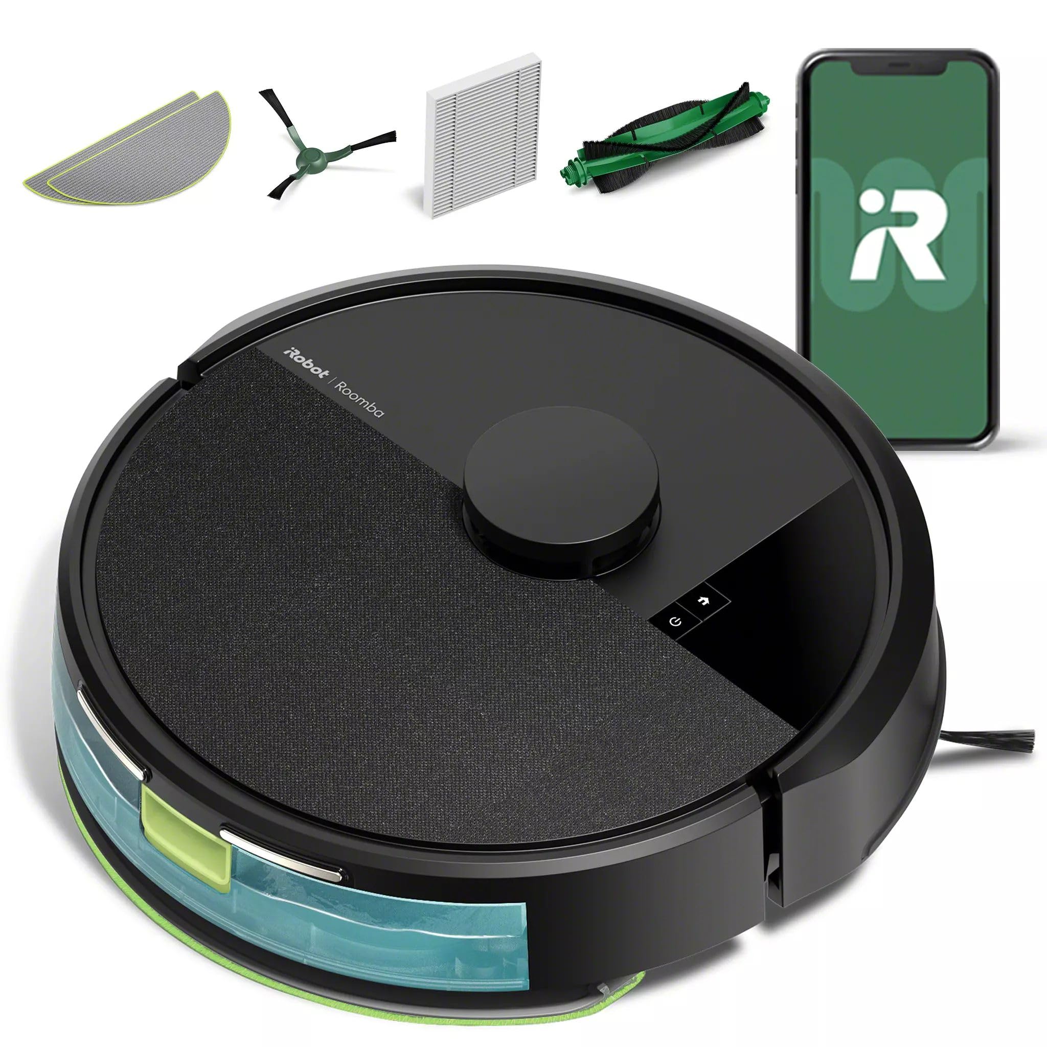 iRobot Roomba 105 Combo front view shows compact, versatile design for tough access under furniture.