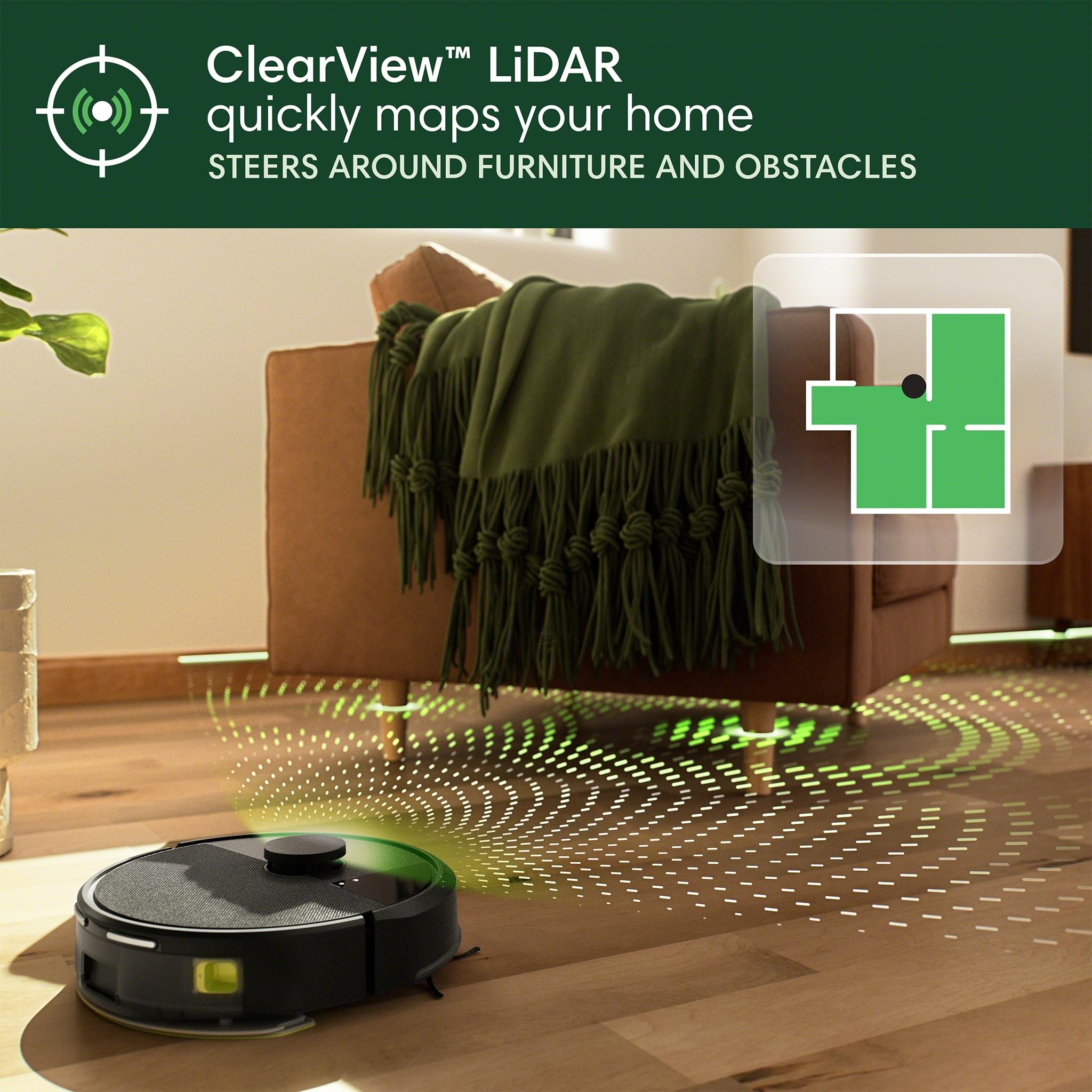 iRobot Roomba 105 Combo in vacuum mode lifting dirt from hard floors.