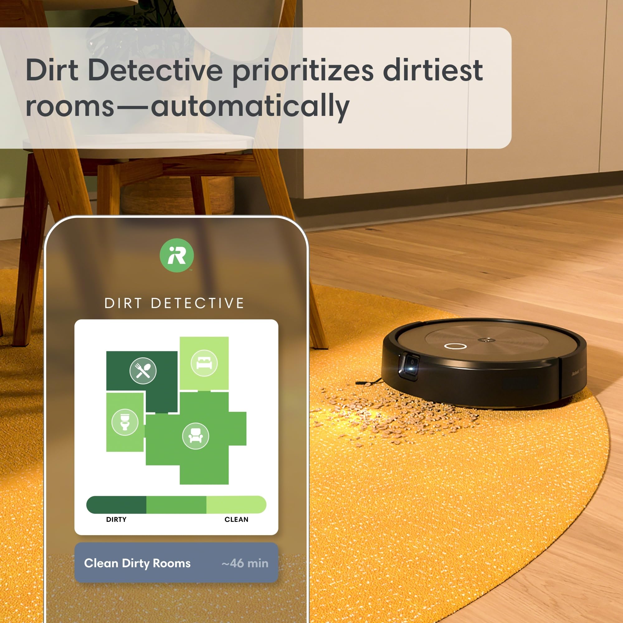iRobot Roomba j9+ self-emptying bin stores debris for 60 days.