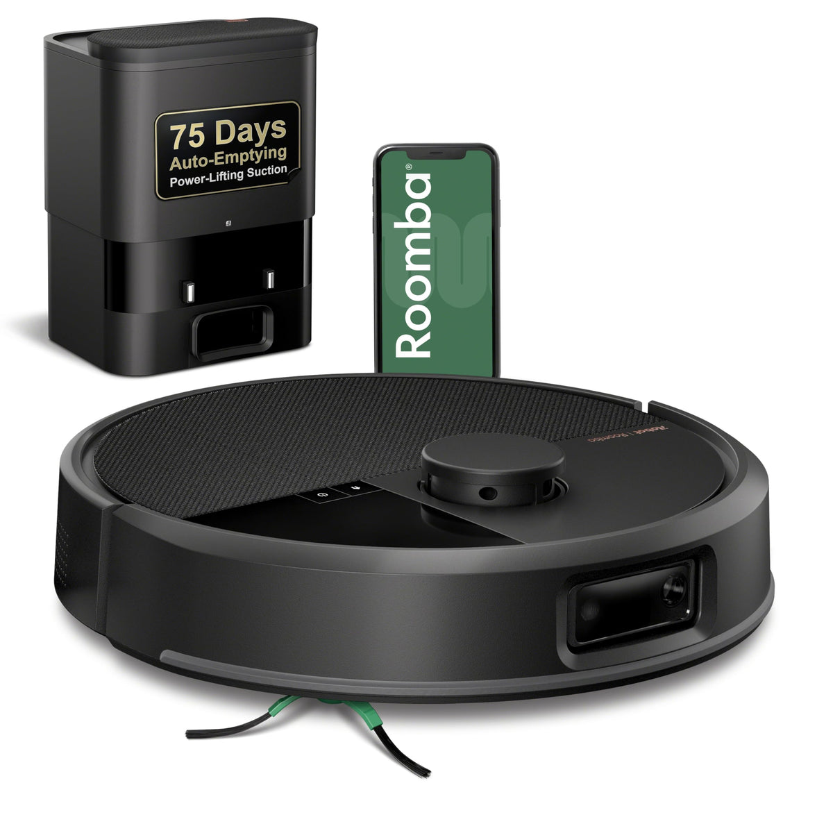 iRobot Roomba Plus 504 with AutoEmpty Dock disposes debris hands-free.
