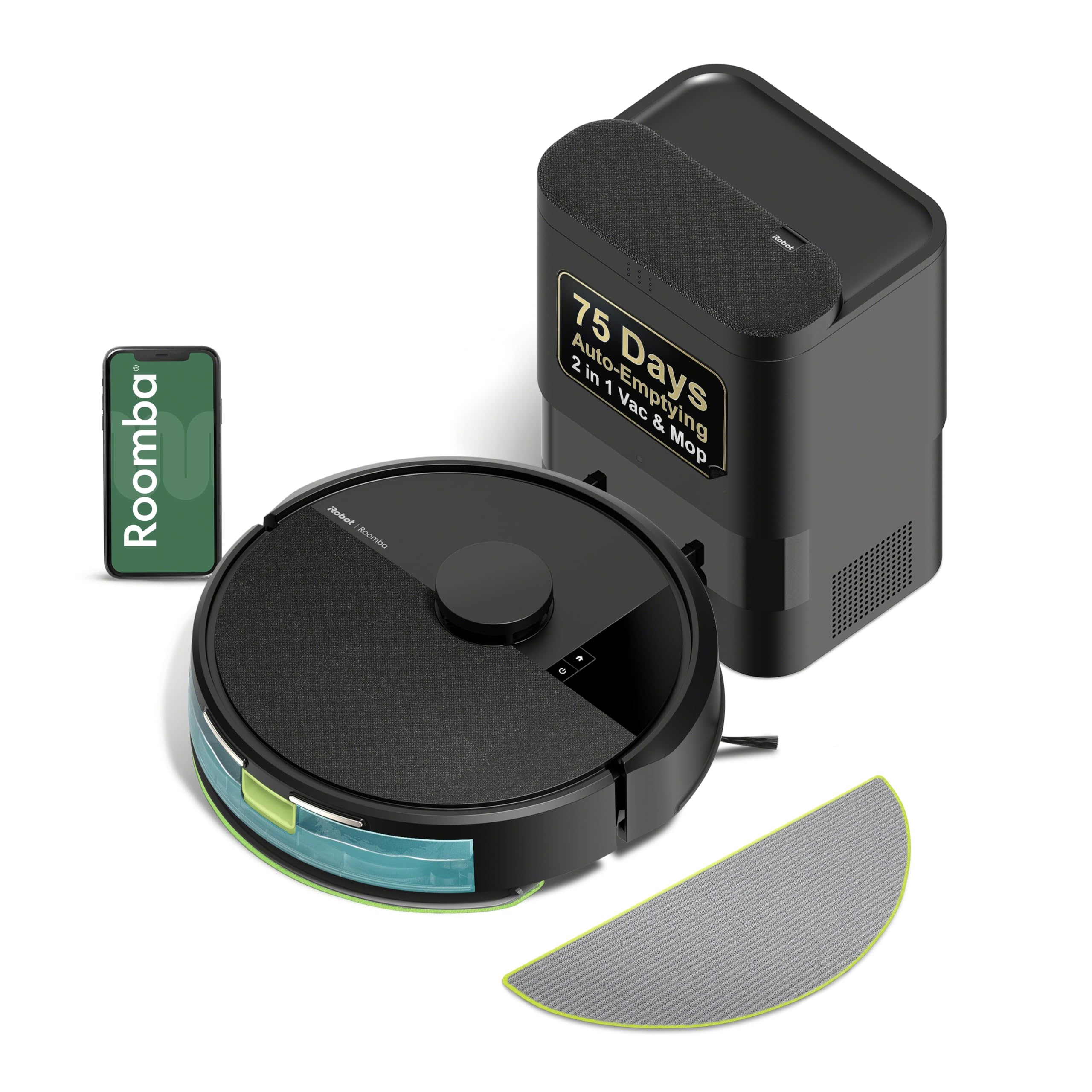 iRobot Roomba 105 Combo AutoEmpty Dock front view for hands-free disposal
