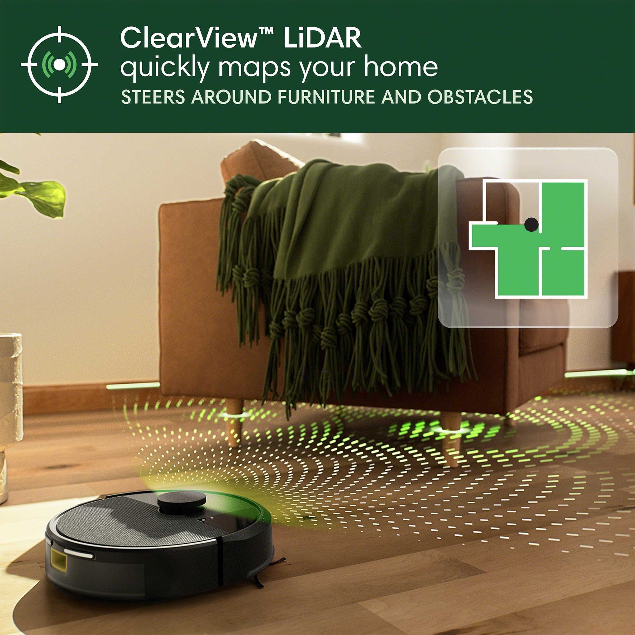 Roomba 105 cleans across carpets and hard floors with multi-surface capability.