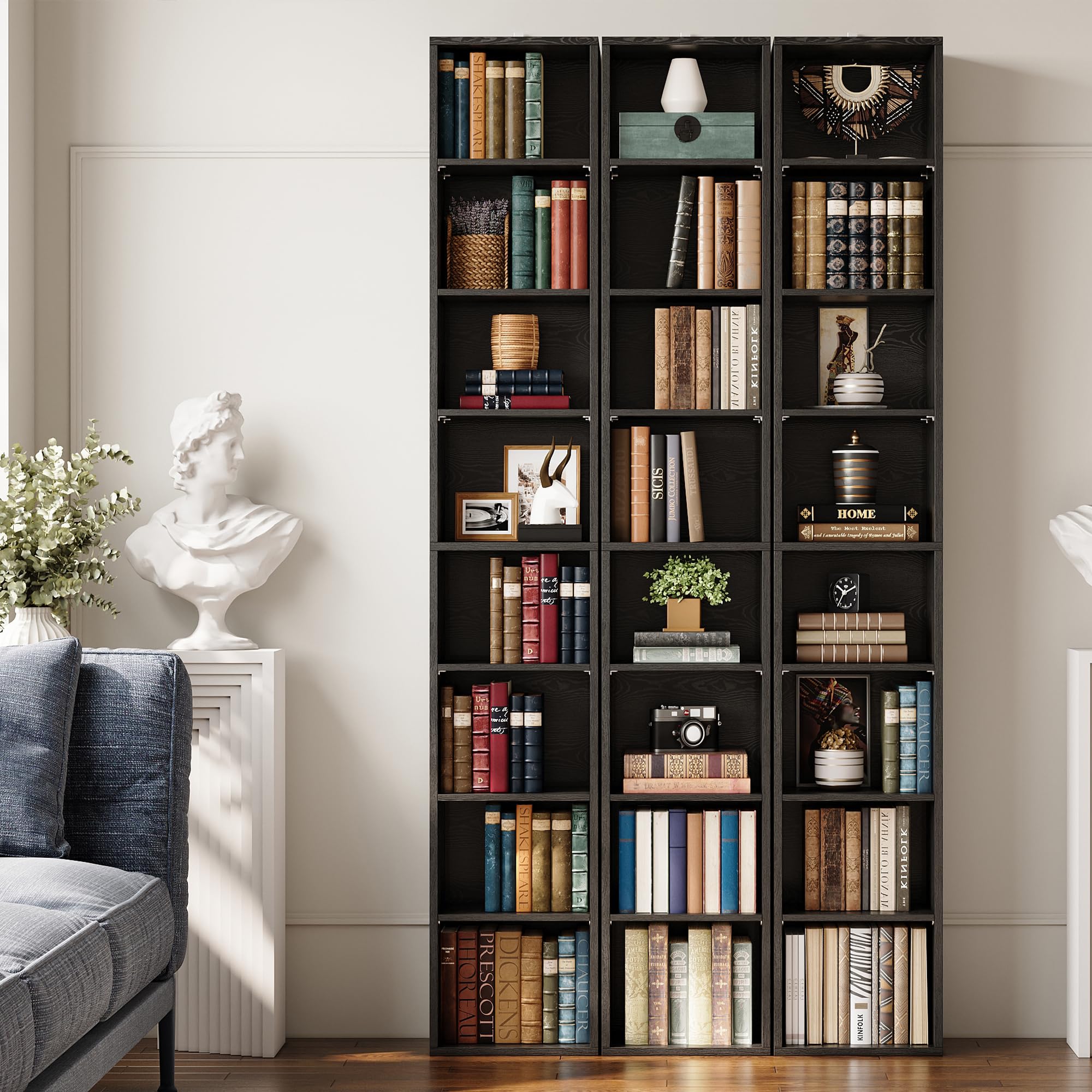 IRONCK 71-inch corner bookcase in a compact setup saves floor space