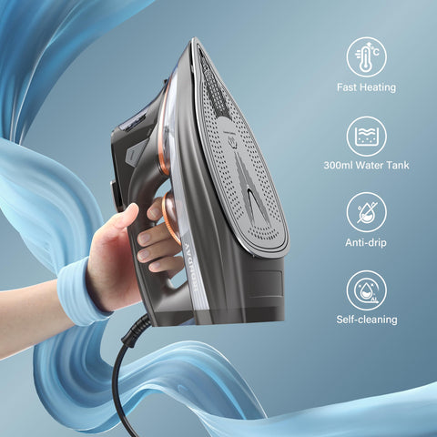 IRONDAY 300ml water tank enables longer ironing sessions