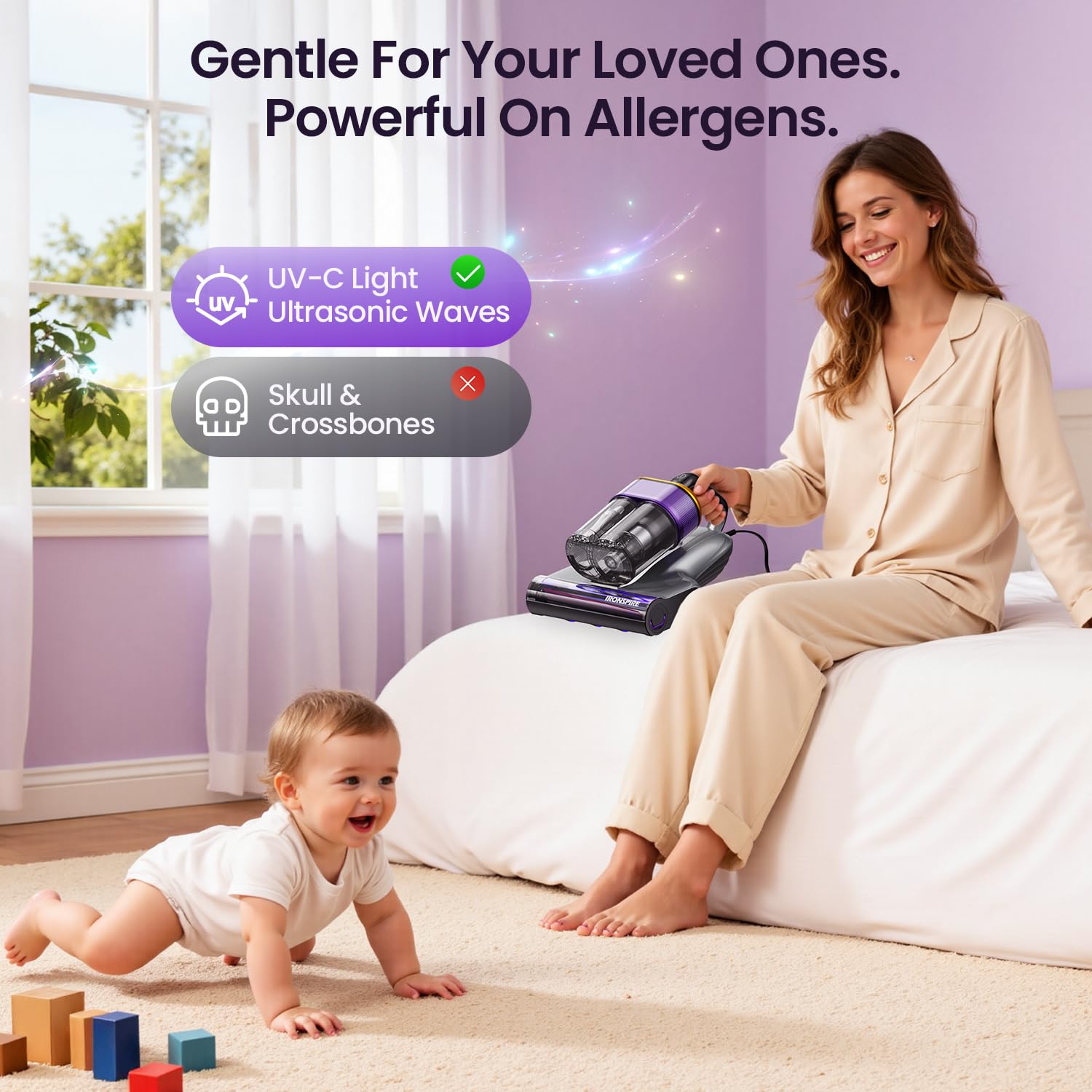 IRONSPIRE corded mattress vacuum for uninterrupted cleaning power