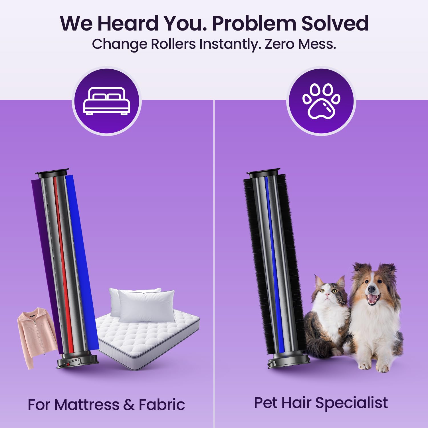 IRONSPIRE stiff-bristle brush removes stubborn pet hair
