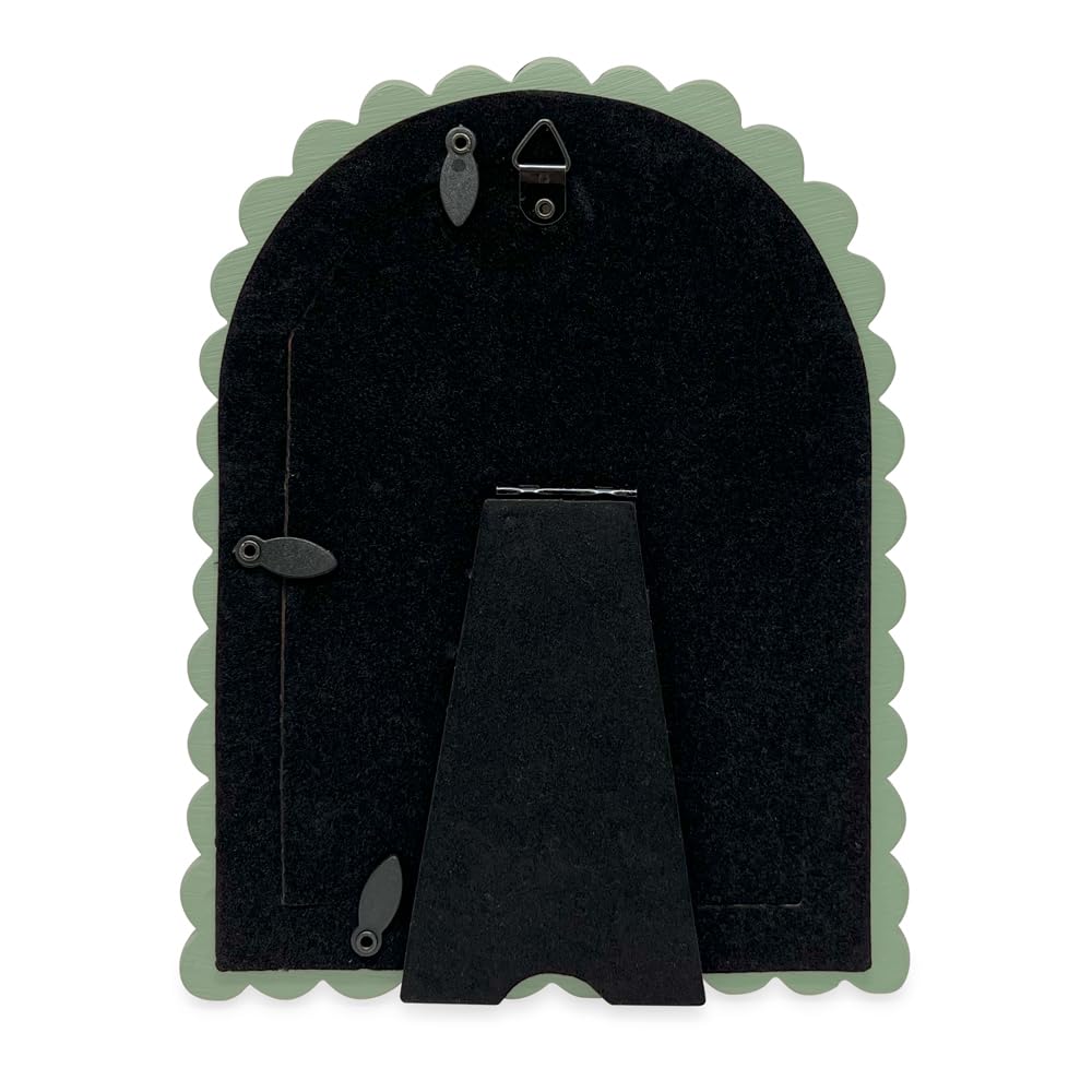 Isaac Jacobs arch frame wall-mounted using D-rings with glossy rosemary green finish