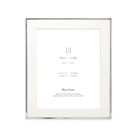 Isaac Jacobs silver frame back shows two-way easel and hanging tabs for versatile display
