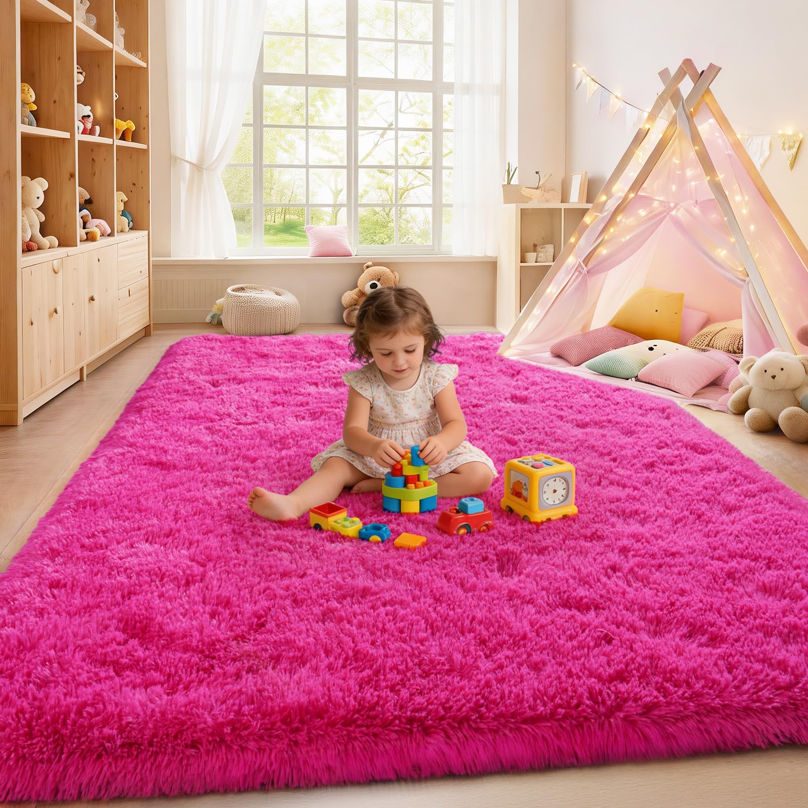 Isdook bedroom soft shag carpet adds warmth and comfort