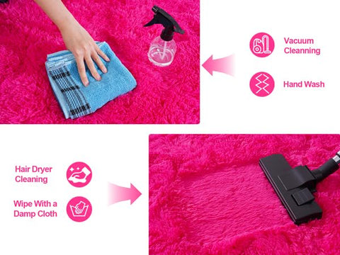 Isdook easy cleaning rug; vacuum, wipe, and quick air dry.