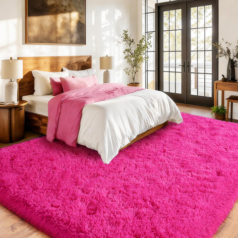 Isdook living room fluffy rug boosts cozy ambiance and style