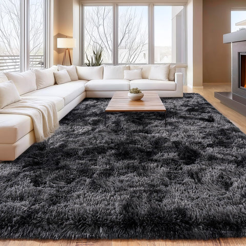 Isdook Tie-Dye Plush Rug brings vibrant color to bedrooms.