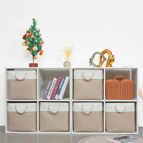 ISEMINGLA foldable storage bins with handles ideal for closet organization.