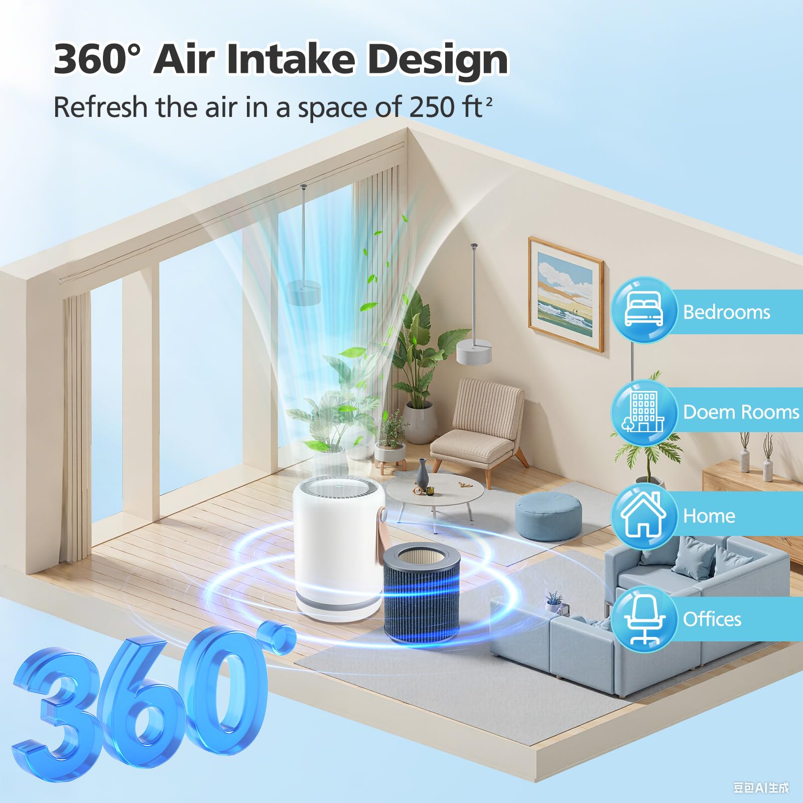 iSingo Air Mini filter absorbing kitchen and pet odors