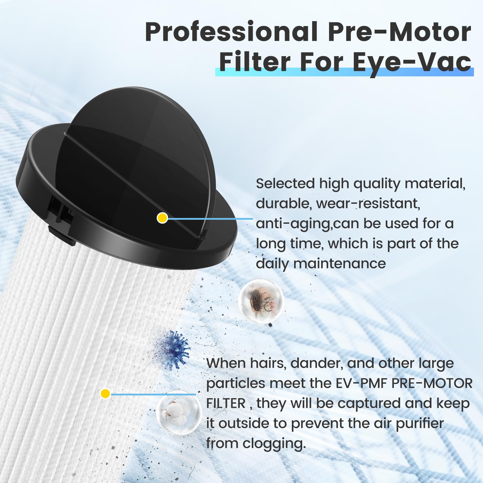 iSingo EyeVac PMF close-up of filter material for HEPA media