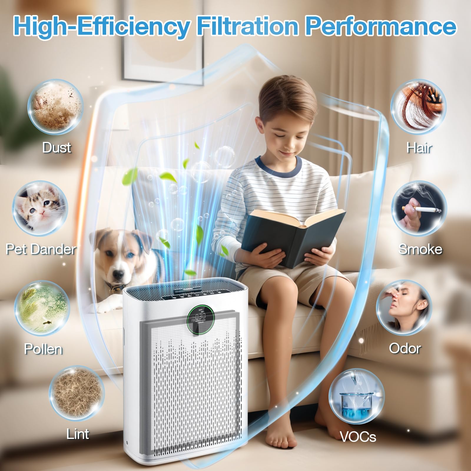 iSingo HAP603 activated carbon filter absorbs cooking odors and pet smells.