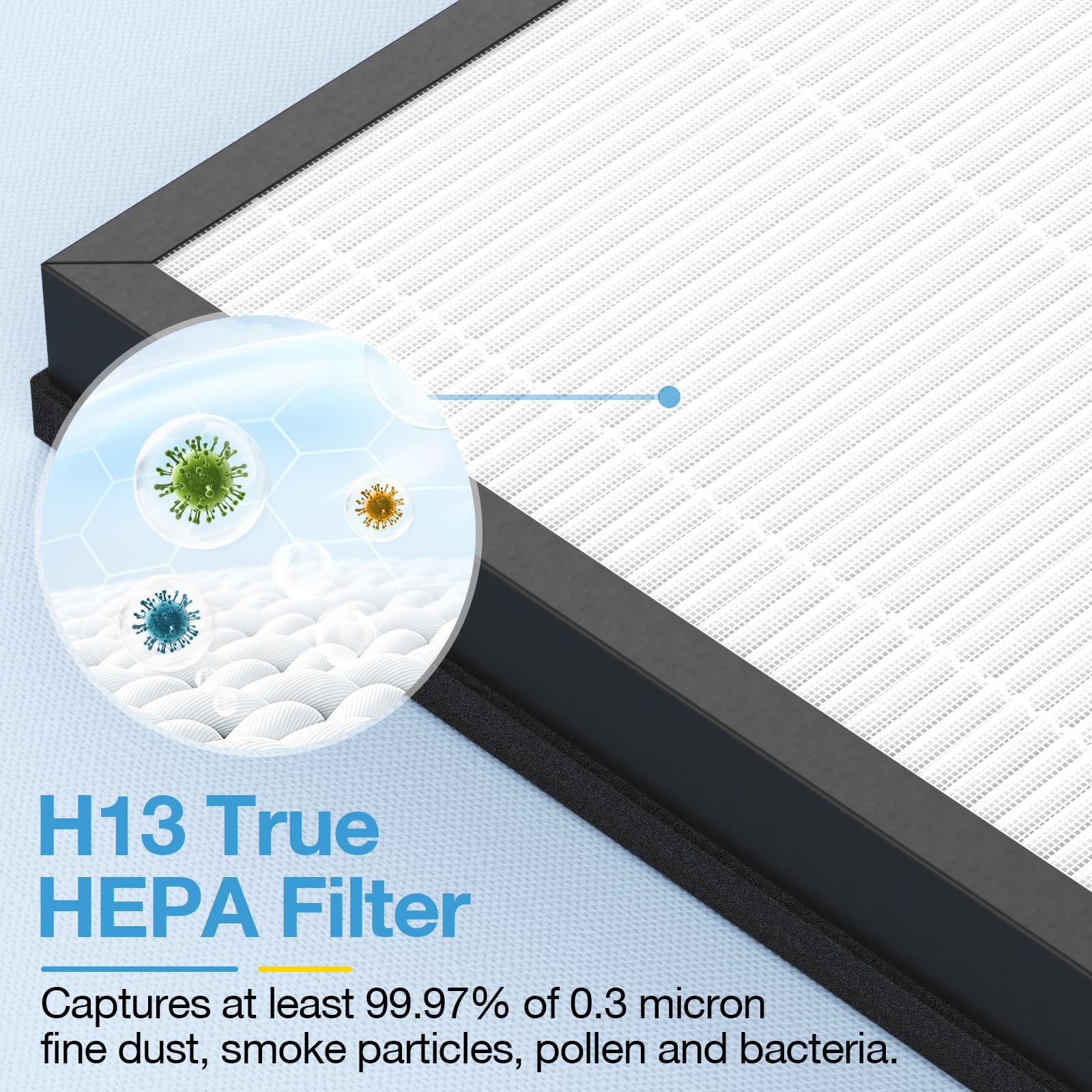 iSingo HAP603 nylon pre-filter traps large particles like hair and fibers.