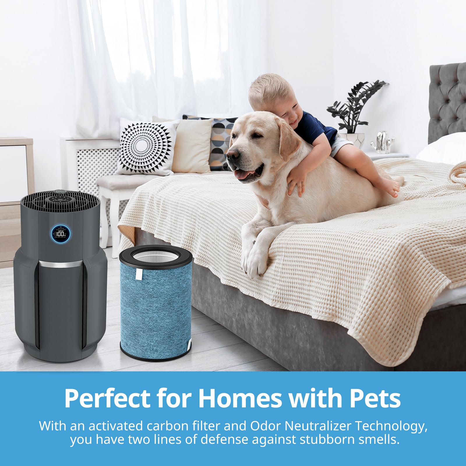 iSingo HP302 filter pack in use inside a purifier delivers cleaner air.