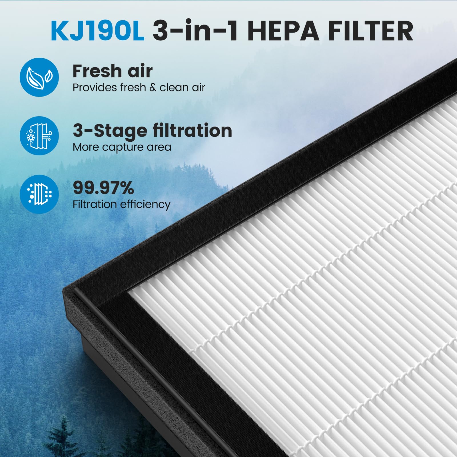 iSingo KJ190L washable pre-filter demonstrates easy cleaning and longer filter life.
