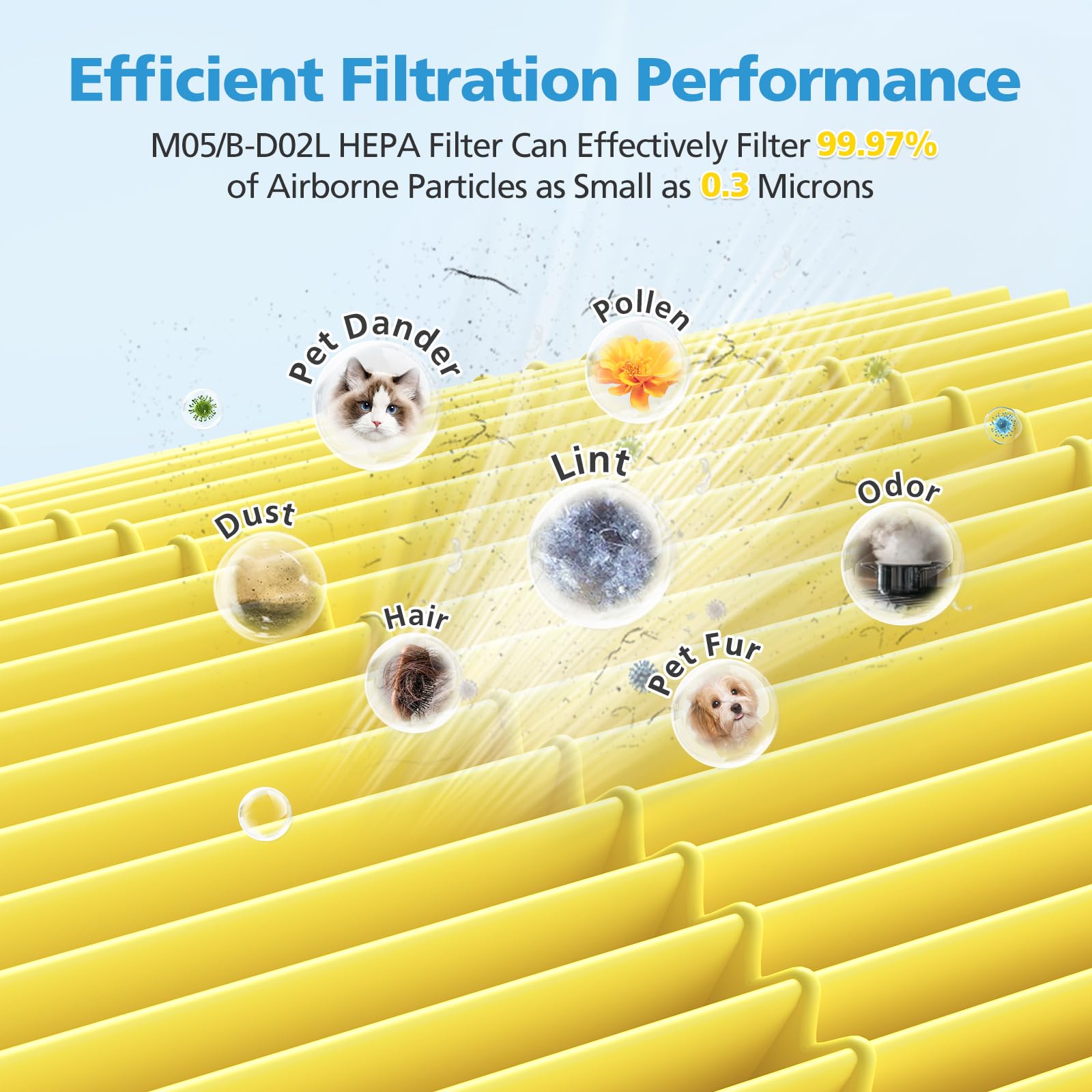 iSingo M05 B-D02L pre-filter and carbon filter reduce dust and odors