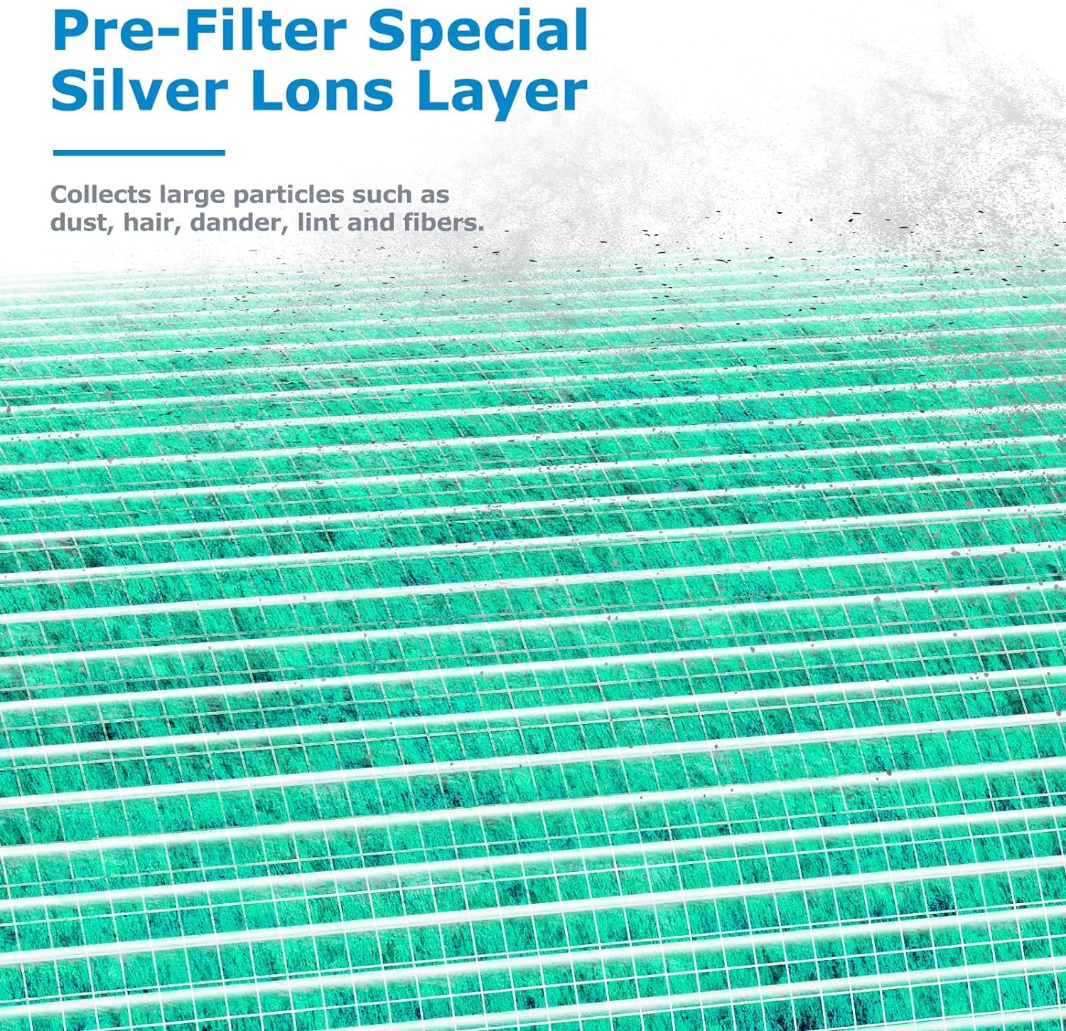 Activated carbon layer absorbs odors from pets, cooking and smoke.