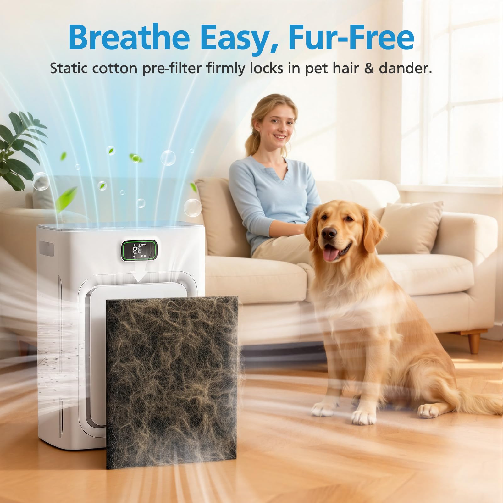 iSingo P358 activated carbon filter reduces pet odors and cooking smells