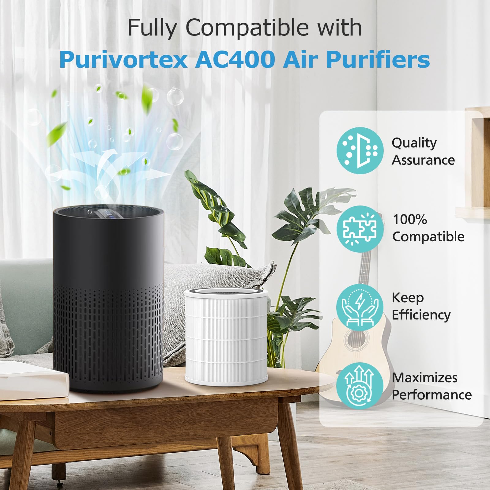 iSingo Purivortex AC400 3-in-1 filter detail for cleaner indoor air.